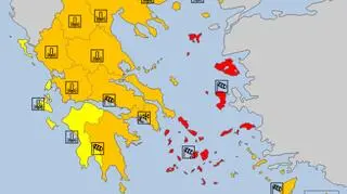 Ostrzeżenia meteorologiczne w Grecji na wtorek (meteoalarm