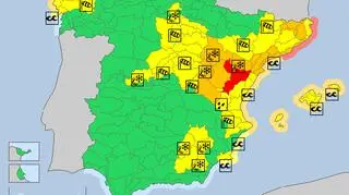 Ostrzeżenia meteorologiczne w Hiszpanii (meteoalarm.eu)
