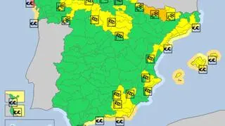 Ostrzeżenia meteorologiczne w Hiszpanii (meteoalarm