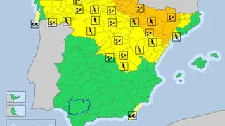 Ostrzeżenia meteorologiczne w Hiszpanii (meteoalarm.eu)