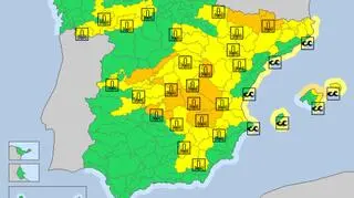 Ostrzeżenia meteorologiczne w Hiszpanii na poniedziałek (meteoalarm.eu)