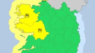 Ostrzeżenia meteorologiczne w Irlandii (meteoalarm.eu)