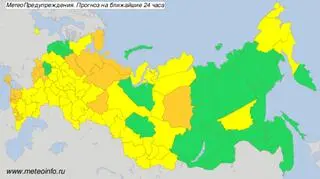 Ostrzeżenia meteorologiczne w Rosji na najbliższe 24 godziny (meteoinfo