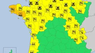 Ostrzeżenia meteorologiczne we Francji (meteoalarm.eu)