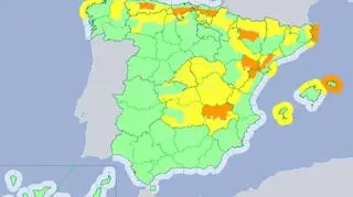 Ostrzeżenia przed śniegiem na poniedziałek (źródło: AEMET)