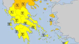 Ostrzeżenie meteorologiczne dla Grecji na 10 lipca (Meteoalarm.eu/HNMS)