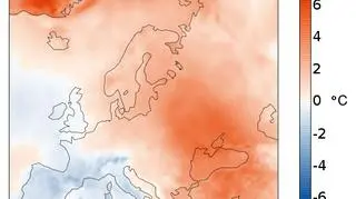 Październikowe anomalie temperatury w Europie wobec średniej wieloletniej dla tego miesiąca (Copernicus Climate Change Service/ECMWF)