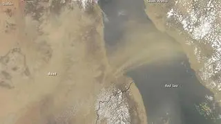 Piaszczysty pomost nad Morzem Czerwonym (MODIS/NASA)
