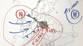 Pogodę w Europie kształtują wyż znad Rosji i niż znad Wysp Brytyjskich