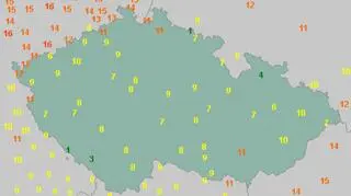 Poniedziałkowa temperatura w Czechach o godzinie 12 (wetteronline.de)