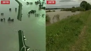 Porównanie poziomu wód w Dobrzykowie w 2010 i 2019 roku