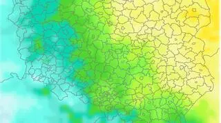 Porównanie średniej dobowej temperatury zimą dla dekady 2081-2090 do dekady 2011-2020 według scenariusza RCP4.5 (klimada2.ios.gov.pl)