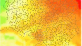 Porównanie średniej dobowej temperatury zimą dla dekady 2081-2090 do dekady 2011-2020 według scenariusza RCP8.5 (klimada2.ios.gov.pl)