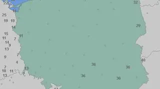 Porywy wiatru w niedzielę o godz. 7 (tvnmeteo.pl za wetteronline.de)