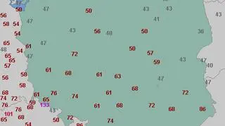 Porywy wiatru w poniedziałek (wetteronline.de)