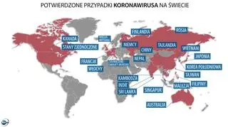 Potwierdzone przypadki koronawirusa na świecie (tvnmeteo