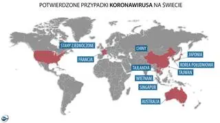Potwierdzone przypadki koronawirusa na świecie (tvnmeteo