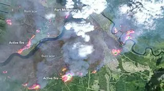 Pożar w Kanadzie okiem satelity (zdjęcie z 4 maja 2016)