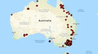 Pożary w Australii w ciągu ostatnich 12 godzin (myfirewatch