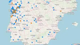 Pożary w Hiszpanii i Portugalii w ciągu ostatnich 30 dni (European Forest Fire Information System)