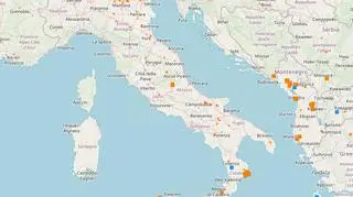 Pożary we Włoszech w ciągu ostatnich siedmiu dni (European Forest Fire Information System)