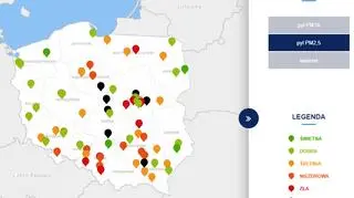 Poziom stężenia pyłu PM2,5 (tvnmeteo.pl za GIOŚ)