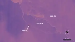 Pozycja lodowca z 12 lipca 2017 roku (NASA Worldview)