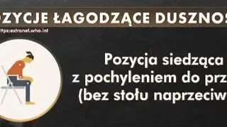 Pozycja siedząca z pochyleniem do przodu (bez stołu naprzeciwko)