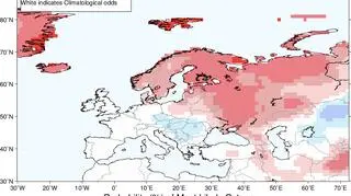 Prawdopodobieństwo odchylenia od normy temperatury dla grudnia, stycznia i lutego (IRI)