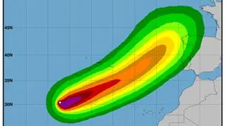Prędkość wiatru burzy tropikalnej Ophelia (NHC NOAA)