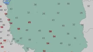 Prędkość wiatru w środę 12 kwietnia