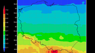 Prognoza indeksu UV na 11.08.2015 dla bezchmurnego nieba (IMGW)