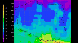 Prognoza indeksu UV na 11 sierpnia 2015 r. z zastosowaniem prognozy zachmurzenia (IMGW)