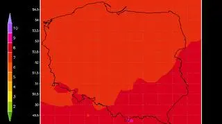 Prognoza indeksu UV na 18 czerwca 2021r. z zastosowaniem prognozy zachmurzenia (IMGW)	