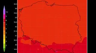 Prognoza indeksu UV na 19 czerwca 2021 r. dla bezchmurnego nieba (IMGW)