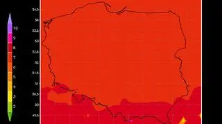Prognoza indeksu UV na 19 czerwca 2021 r. z zastosowaniem prognozy zachmurzenia (IMGW)
