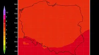 Prognoza indeksu UV na 20 czerwca 2021 r. dla bezchmurnego nieba (IMGW)