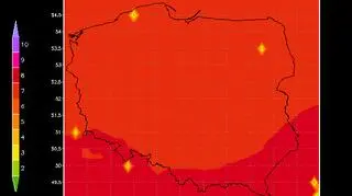 Prognoza indeksu UV na 20 czerwca 2021 r. z zastosowaniem prognozy zachmurzenia (IMGW)