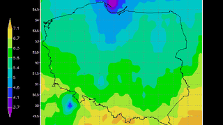Prognoza indeksu UV na 9 sierpnia 2015 r. z zastosowaniem prognozy zachmurzenia (IMGW)