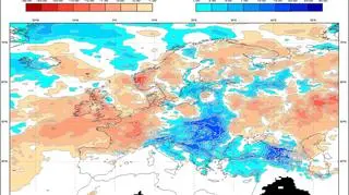 Prognoza mocnego odchylenia od normy opadów między 13 a 19 lipca 2020 (ECMWF)