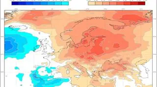 Prognoza odchyleń temperatury od średniej wieloletniej na wrzesień 2018 (EFFIS)