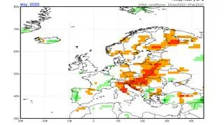 Prognoza odchylenia na plus średniej miesięcznej opadów na marzec 2020 (NWS/NCEP/NOAA)