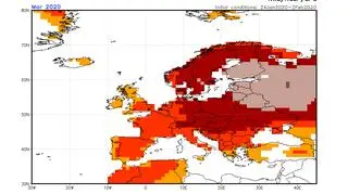 Prognoza odchylenia na plus średniej miesięcznej temperatury na marzec 2020 (NWS/NCEP/NOAA)