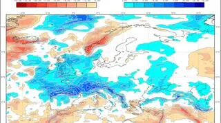 Prognoza odchylenia opadów od normy według modelu ECMWF