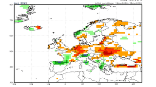 Prognoza odchylenia opadów od normy wieloletniej w sierpniu (NOAA)