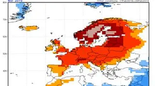 Prognoza odchylenia średniej temperatury miesięcznej na marzec (NOAA)