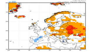 Prognoza odchylenia temperatury od normy na lipiec 2020 (NOAA)