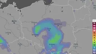 Prognoza opadów na noc środa/czwartek