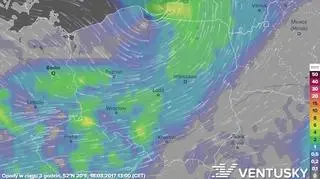 Prognoza opadów na sobotę (18 marca)