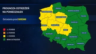 Prognoza ostrzeżeń IMGW na poniedziałek